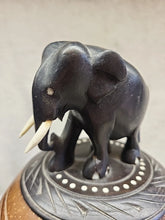 Load image into Gallery viewer, Anglo Raj carved coconut shell with elephant tobacco storage