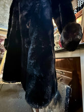 Load image into Gallery viewer, Vintage Stone Furs Vancouver Black Mink Fur Coat Satin Vine Lining