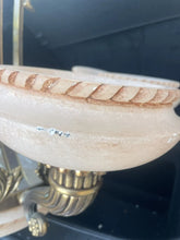 Load image into Gallery viewer, Vintage Large Bronze & Alabaster pendant Chandelier