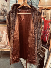 Load image into Gallery viewer, Vintage Full‑Length Raccoon Fur Coat • Real Fur • Plush Brown • Satin Lining 40”