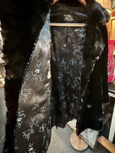 Load image into Gallery viewer, Vintage Stone Furs Vancouver Black Mink Fur Coat Satin Vine Lining