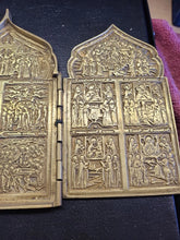 Load image into Gallery viewer, Antique Rare Unique Russian Christian 19th Cent Brass 4-Panel Folding Skladen