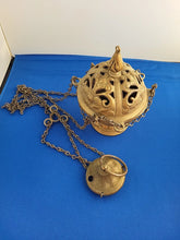 Load image into Gallery viewer, Nice Traditional Antique Triple Chain Censer, All Brass chalice