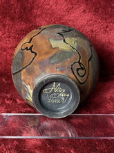 Load image into Gallery viewer, NS21- ALEX LONG Iridescent Raku Lava Pottery 7.25” Vase, SIGNED 2012