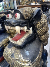 Load image into Gallery viewer, pair of Antique Japanese black lacquer wood Shishi or Foo Dogs