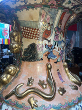 Load image into Gallery viewer, LARGE CHINESE DRAGON PORCELAIN GILT FLOOR VASE WITH STAND!