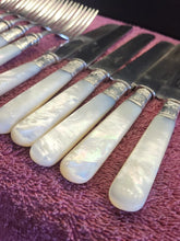 Load image into Gallery viewer, Benjamin Allen & Co Pearl Handle French Hollow Knife & Fork X6 Sterling Silver