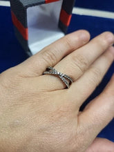 Load image into Gallery viewer, Sterling Silver 925 Cris Cross Ring with 35 Diamonds