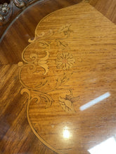 Load image into Gallery viewer, Antique venetian 19th century Carved Italian wood inlaid two-tier table!