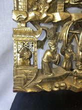 Load image into Gallery viewer, Antique 25.5" Chinese Carved Deep Relief Gilt Wood Warriors Scenes Panel !!