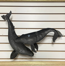 Load image into Gallery viewer, RARE Vintage SPI San Pacific Int’l HUMPBACK WHALES Hanging Brass Sculpture 26x17