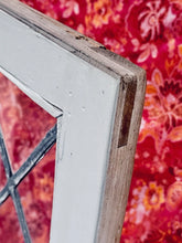 Load image into Gallery viewer, Vintage Leaded Stained Glass Window Panel Shield Crest 60x30 Diamond Lattice