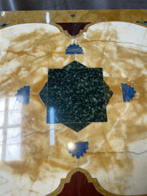 Load image into Gallery viewer, Antique Marble Inlay Coffee Table With Cast Iron Base