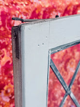 Load image into Gallery viewer, Vintage Leaded Stained Glass Window Panel Shield Crest 60x30 Diamond Lattice