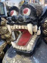 Load image into Gallery viewer, pair of Antique Japanese black lacquer wood Shishi or Foo Dogs