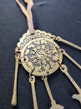 Load image into Gallery viewer, Antique OLD CHINESE BRASS METAL OPIUM CHATELAINE w/ 6 TOOLS