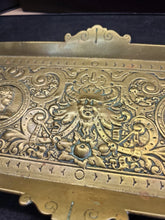 Load image into Gallery viewer, 19c.French Art Nouveau Brass profile portraits & diety Card Pin Card Tray 13''