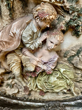 Load image into Gallery viewer, Large Vtg 3D High Relief Wall Plaque Rococo Courting Couple Ornate Frame 32x28