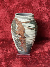 Load image into Gallery viewer, NS22- ALEX LONG Raku Copper Lava Glazed Ceramic Pottery 8.25” Vase, SIGNED 2012