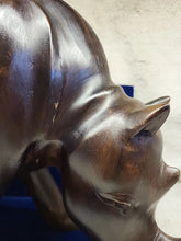 Load image into Gallery viewer, Vintage African Ebony Wooden Rhino Statue Rhinoceros Wooden -Carved Art Figure