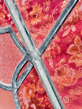 Load image into Gallery viewer, Vintage Leaded Stained Glass Window Panel Shield Crest 60x30 Diamond Lattice