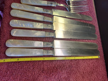 Load image into Gallery viewer, Benjamin Allen & Co Pearl Handle French Hollow Knife & Fork X6 Sterling Silver