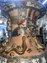 Load image into Gallery viewer, LARGE CHINESE DRAGON PORCELAIN GILT FLOOR VASE WITH STAND!
