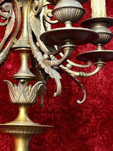 Load image into Gallery viewer, PAIR of Antique French Candelabra 38” Bronze Marble Base Five Arm Candle Holder