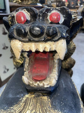 Load image into Gallery viewer, pair of Antique Japanese black lacquer wood Shishi or Foo Dogs
