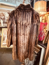 Load image into Gallery viewer, Vintage Full‑Length Raccoon Fur Coat • Real Fur • Plush Brown • Satin Lining 40”