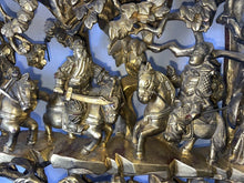 Load image into Gallery viewer, Antique 25.5" Chinese Carved Deep Relief Gilt Wood Warriors Scenes Panel !!