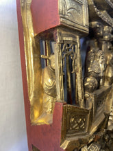 Load image into Gallery viewer, Antique 25.5" Chinese Carved Deep Relief Gilt Wood Warriors Scenes Panel !!