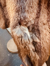 Load image into Gallery viewer, Vintage Full‑Length Raccoon Fur Coat • Real Fur • Plush Brown • Satin Lining 40”