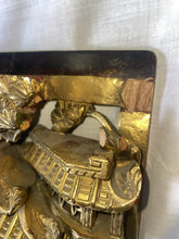 Load image into Gallery viewer, Antique 25.5" Chinese Carved Deep Relief Gilt Wood Warriors Scenes Panel !!