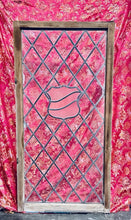 Load image into Gallery viewer, Vintage Leaded Stained Glass Window Panel Shield Crest 60x30 Diamond Lattice