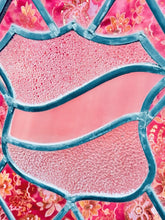 Load image into Gallery viewer, Vintage Leaded Stained Glass Window Panel Shield Crest 60x30 Diamond Lattice