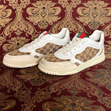 Load image into Gallery viewer, GUCCI Re-Web Sneakers 787476 Mens Size 12 Gg Canvas & Leather, Barely Used