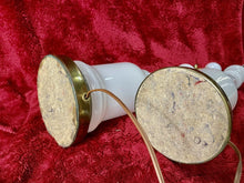 Load image into Gallery viewer, Vintage Mid Century HEYCO 22.5” Opaline Milk Glass Table Lamps w/ 6” Brass Base