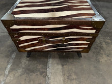 Load image into Gallery viewer, Unique vintage Coffee Table trunk With Zebra Pattern And Horns For Legs
