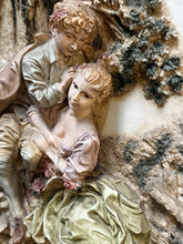 Load image into Gallery viewer, Large Vtg 3D High Relief Wall Plaque Rococo Courting Couple Ornate Frame 32x28