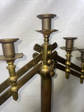 Load image into Gallery viewer, PAIR OF VINTAGE ORNATE BRASS 7 CANDLE ADJUSTABLE CANDELABRA ALTER/CHURCH/WEDDING