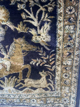 Load image into Gallery viewer, Vintage Handmade Beautiful Perssipn Silk Rug/tapestry 41“ X 29“