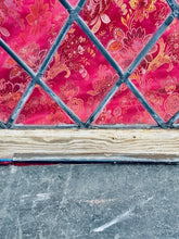 Load image into Gallery viewer, Vintage Leaded Stained Glass Window Panel Shield Crest 60x30 Diamond Lattice