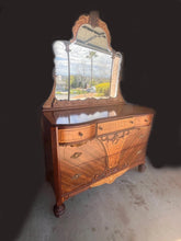 Load image into Gallery viewer, Antique 1920’s-30’s Bedroom Set High Boy Dresser-Mirrored Dresser Full Bed