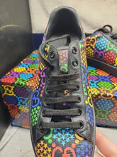 Load image into Gallery viewer, Gucci Multi GG Rombi Monogram Psychedelic Ace Lace up Sneakers Sz 5 CIB!!
