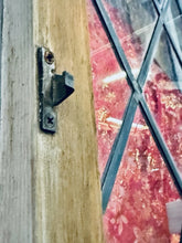 Load image into Gallery viewer, Vintage Leaded Stained Glass Window Panel Shield Crest 60x30 Diamond Lattice