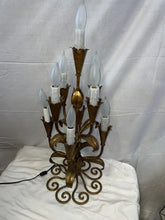 Load image into Gallery viewer, Mid Century Modern Italian Candelabra Lamp Gilt Iron Tole 9 Light