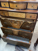 Load image into Gallery viewer, Antique 1920’s-30’s Bedroom Set High Boy Dresser-Mirrored Dresser Full Bed