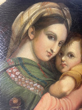 Load image into Gallery viewer, Antique 19th Century Italian Oil Painting Madonna Della Seggiola After Raphael