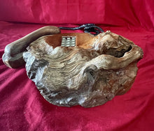 Load image into Gallery viewer, Vintage MCM Sculpted Redwood BURL TELEPHONE 18”x13”x6” (**Untested**)